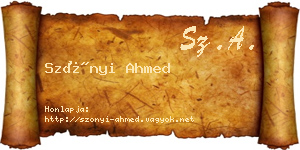 Szőnyi Ahmed névjegykártya